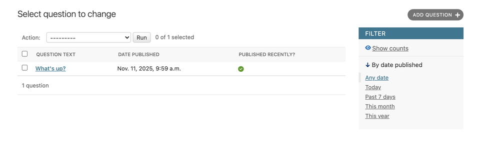 Polls change list page, updated